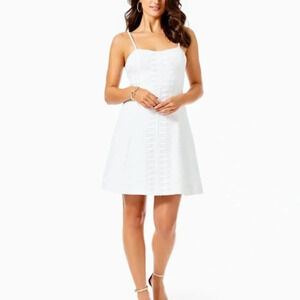 LILLY PULITZER EUC WOMENS WHITE DRESS SUMMER BRIDE GRADUATION WEDDING SIZE 2